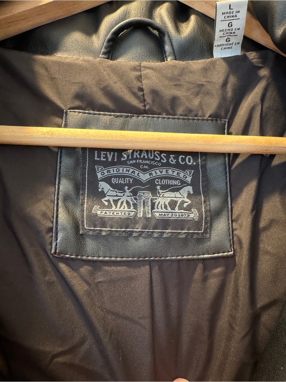 LEVI Black Faux Leather Puffer Jacket - Women - Picture 7 of 7